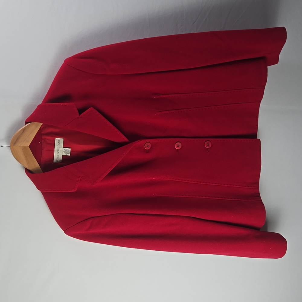 Petite Sophisticate Red Wool & Cashmere Blend Blazer Jacket Sz 14 Scandinavian